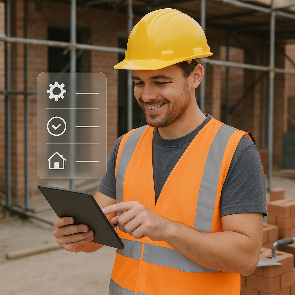 Builder using Brickflo on tablet